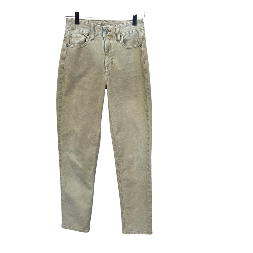 American Eagle Corduroy Jeans Women's Sz 0 Tan Mom Straight Stretch Mid Rise 90s
